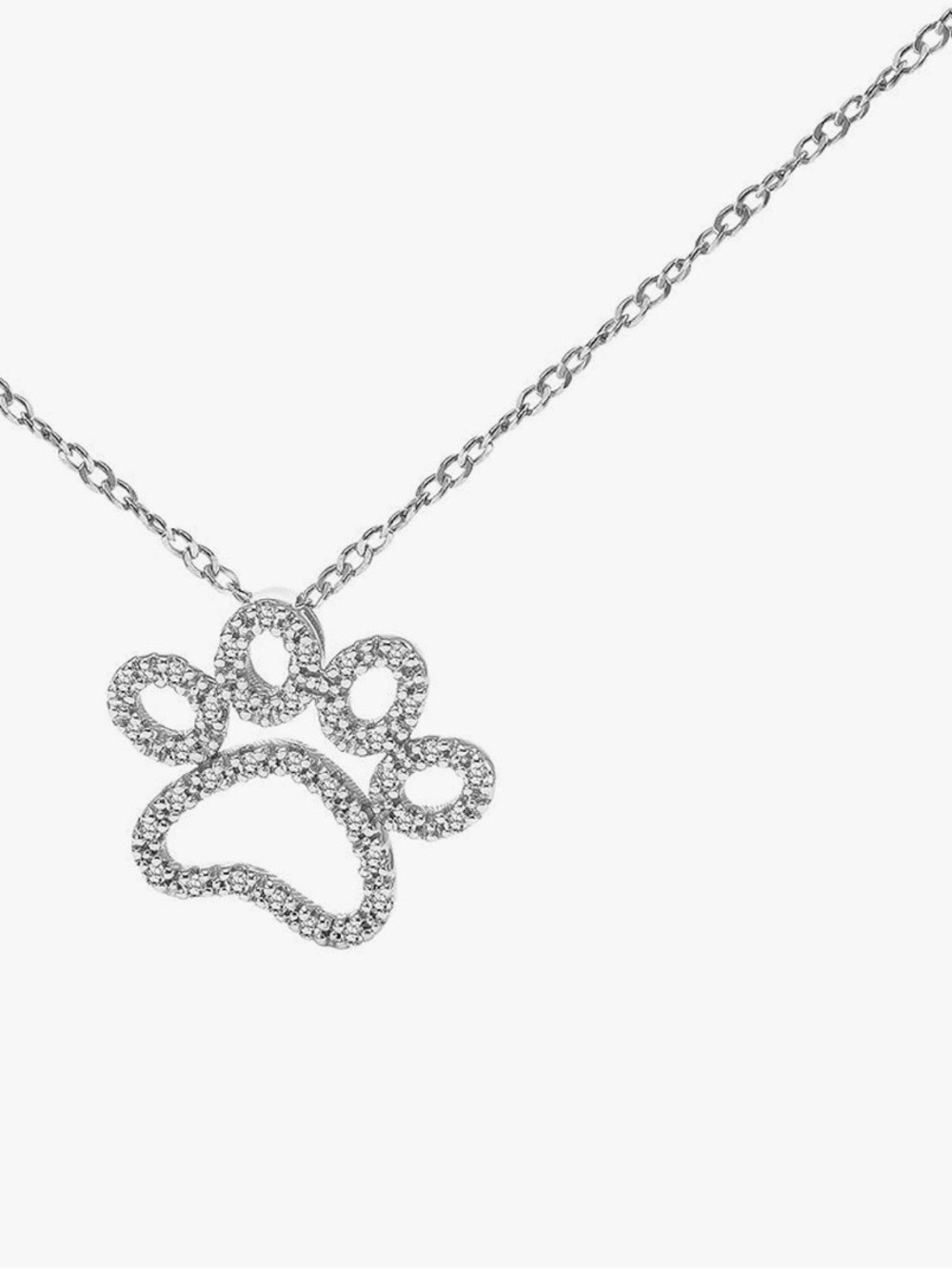 Keepsake Diamond Dog Cat Paw Print Necklace 925 Sterling Silver 1/10ct 18”
